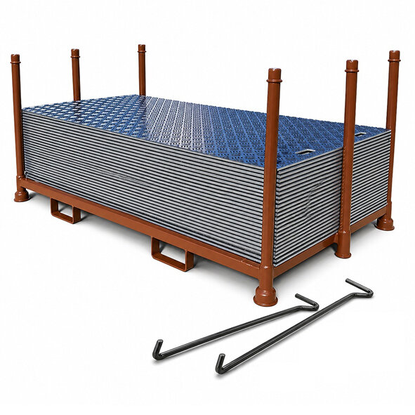20m² SET - 10x Fahrplatten 20x1000x2000mm schwarz + Transportgestell lackiert ohne Verbinder
