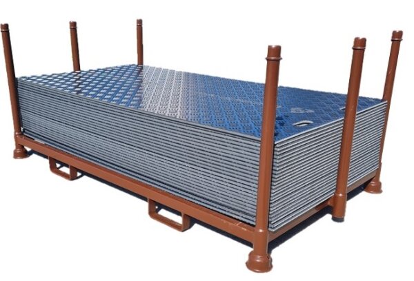 40m² SET - 20x Fahrplatten 15x1000x2000mm schwarz + 1 Transportgestell lackiert ohne Verbinder