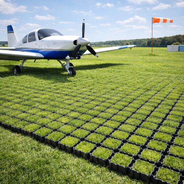 TERRA-GRID E® 35 Fahrgitter für Flugplatz | Hubschrauberlandeplatz | Sicherheitsstreifen | Seilrückholstrecke | Rollweg - Rasengitter Rasengittersteine Paddockplatten Paddockplatten