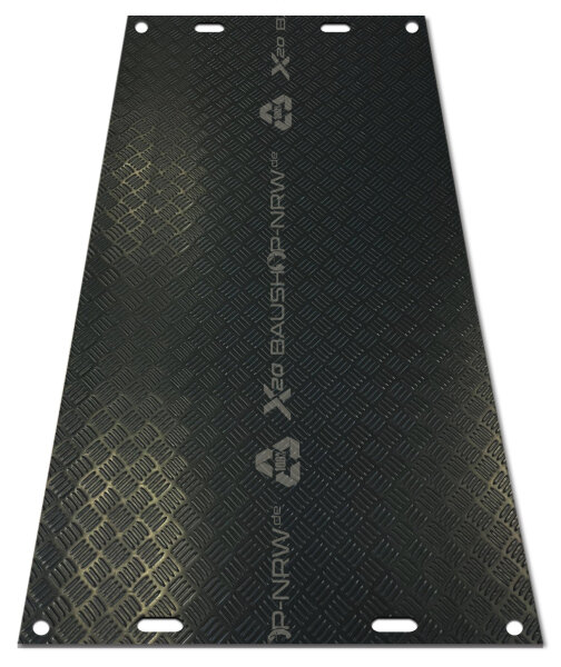 X20 FAHRPLATTE 20mm 1000x2000mm schwarz 80t/m2** Bodenplatte Bodenschutzplatten Kunststoffplatten Bodenschutzmatte